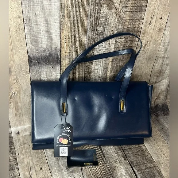 Delvaux Vintage Blue navy leather handbag 1829 - Picture 5 of 15